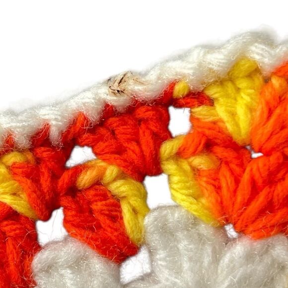 Crochet Kitchen Placemats Vintage Groovy Hippie Orange Yellow White Set Of 5 - Picture 4 of 4